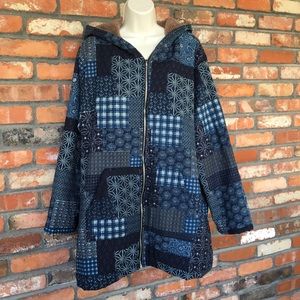 Patchwork Zippered Jacket with Hood